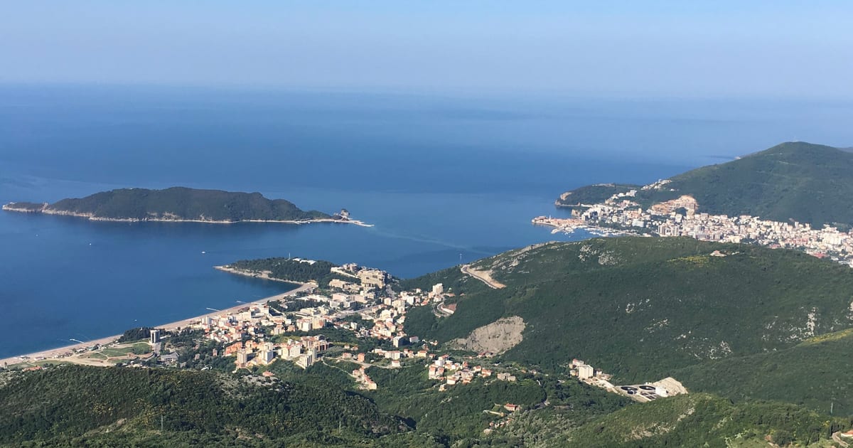 Budva Riviera coastline in Montenegro seen from the hills above